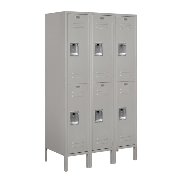 Wardrobe Locker, 36" W, 18" D, 66" H, (3) Wide, (6) Openings, Gray